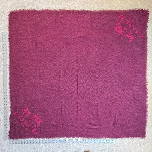 Coach Lightweight Burgundy Square Scarf Horse & Carriage - Picture 4 of 11